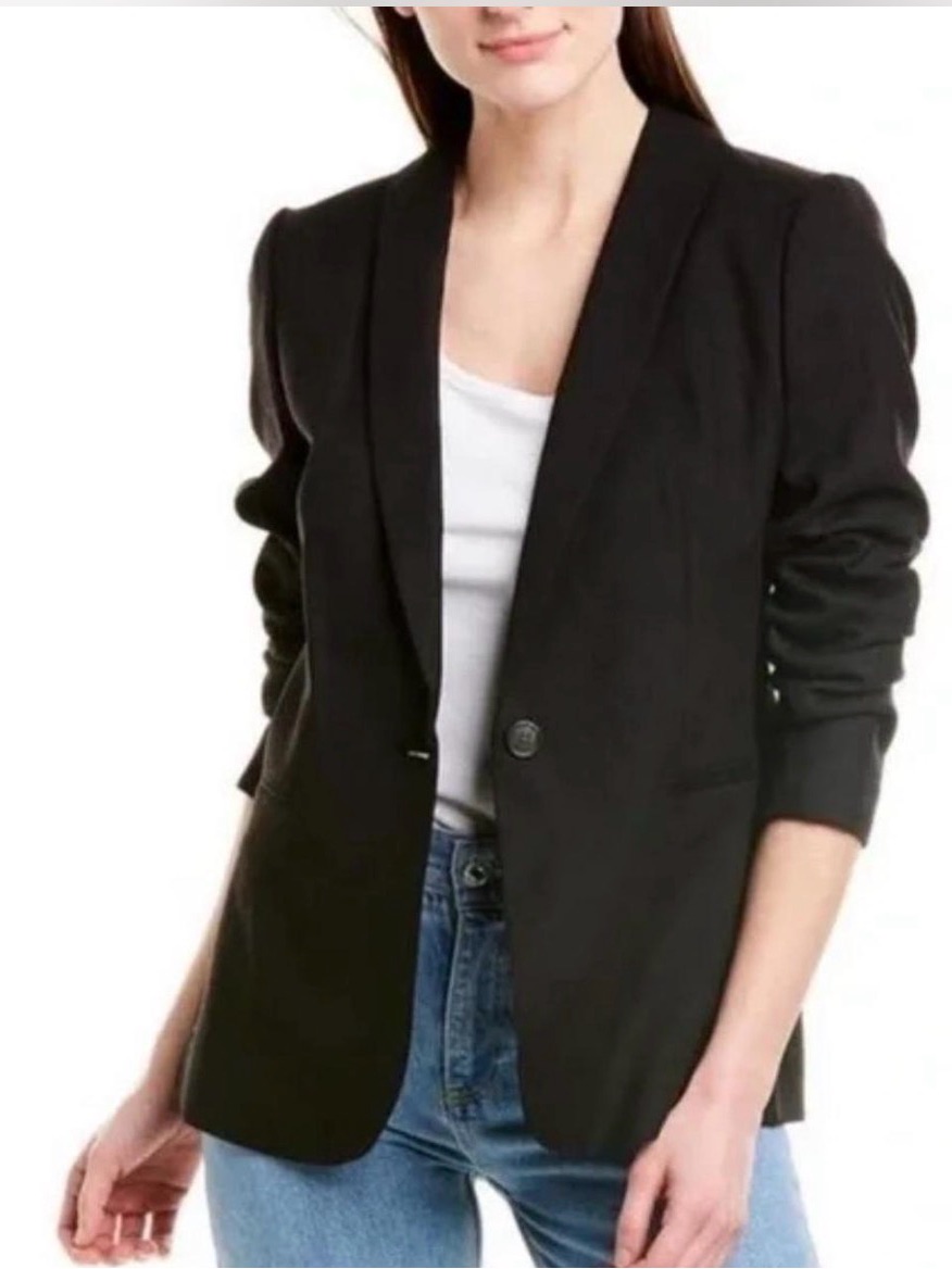J Crew One Button Black Classic Preppy Academia Office Career Chic Blazer Size M